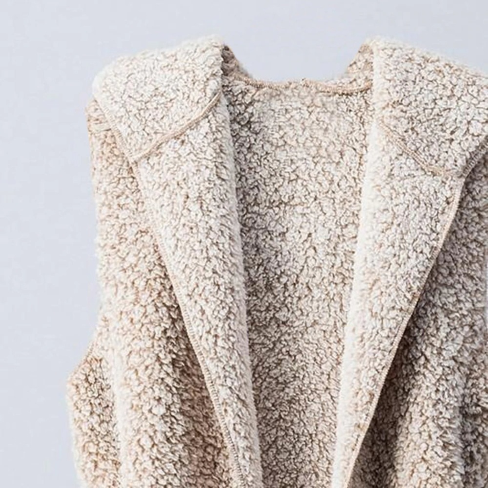 Open front hooded fuzzy vest - Picture 4 of 8